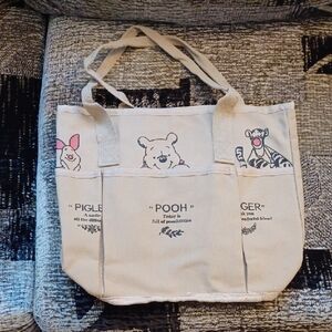4/$40 New Winnie the Pooh Canvas Handbag/Zippered Tote